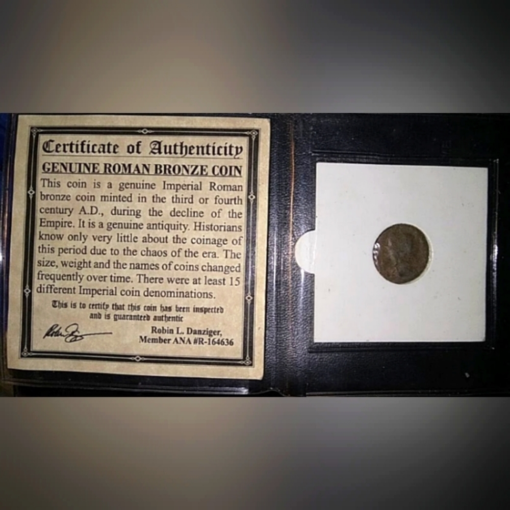 Ancient Rare 240-410 AD Genuine Roman Bronze Coin Cert Of Authenticity